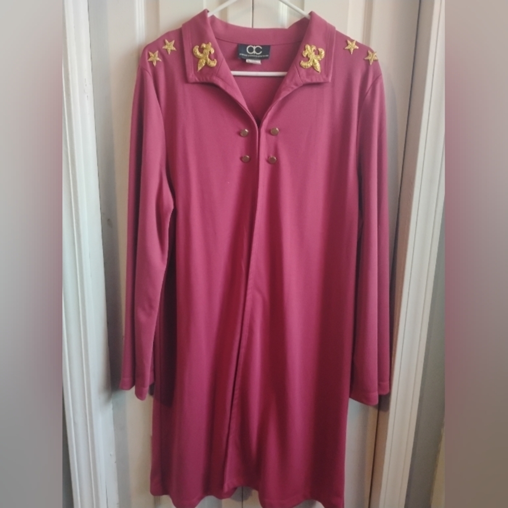 Maroon Coat with Gold Star Embellishments